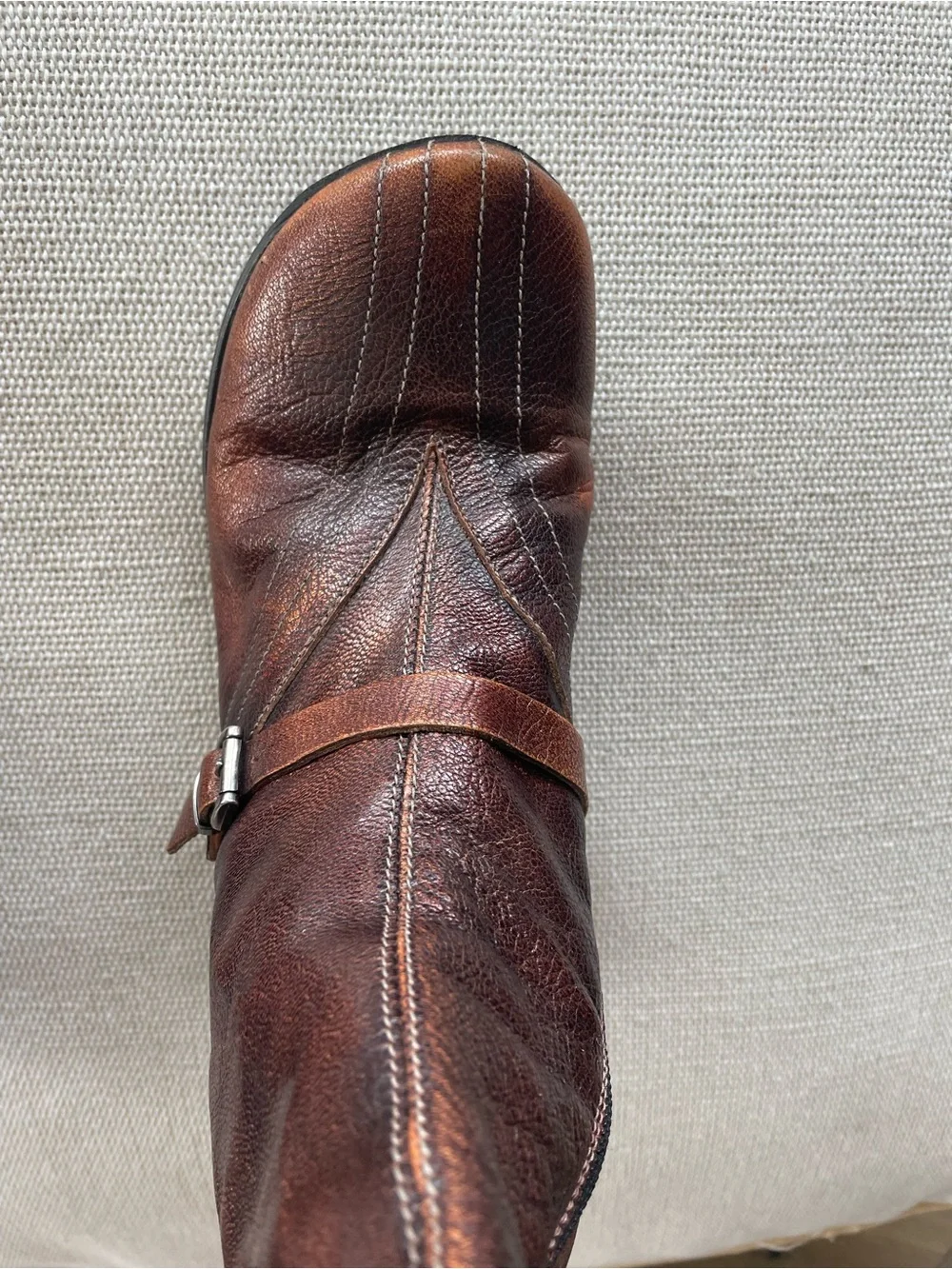 Think! Women's Brown Leather Ankle Boots with Buckle Detail
